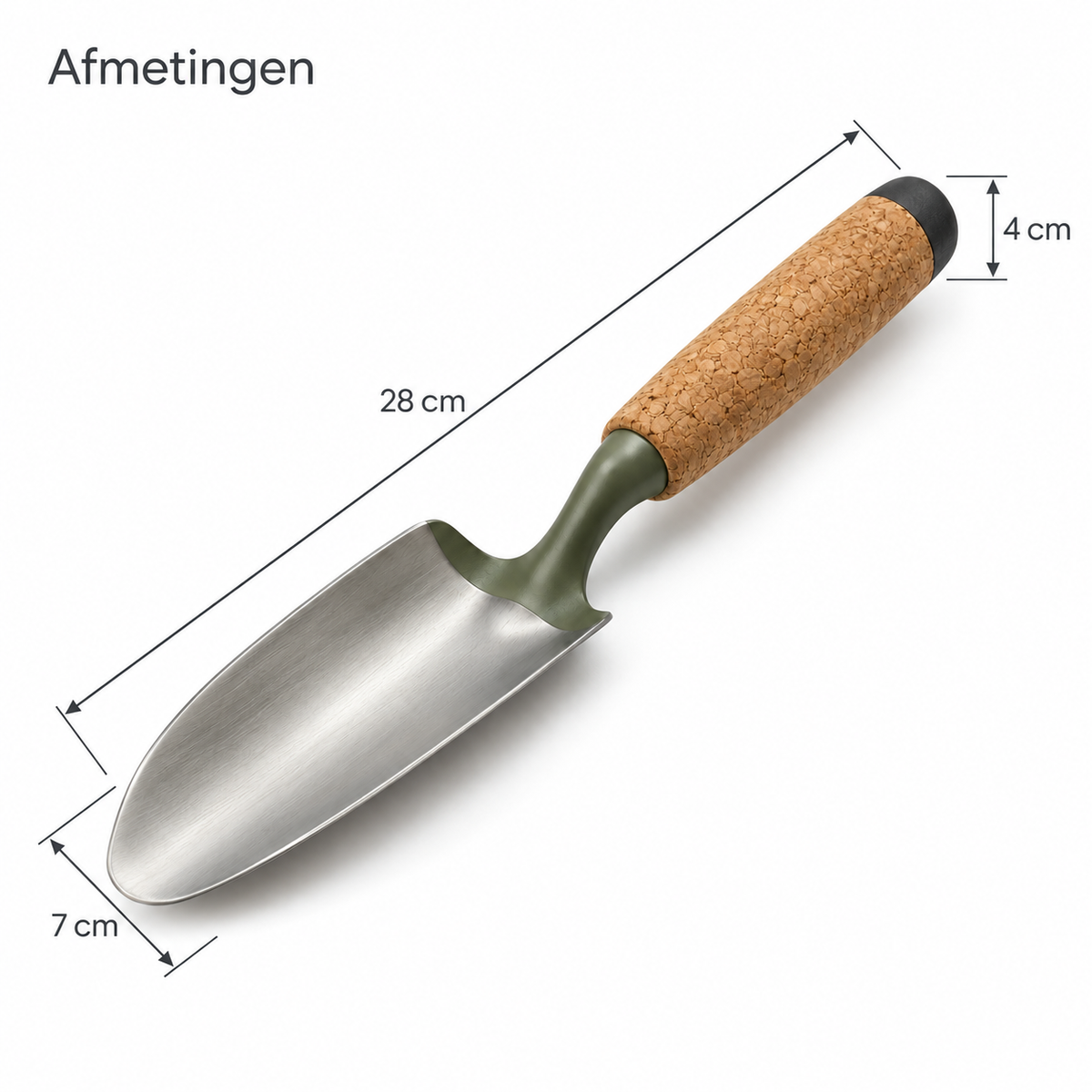 Plantschep met kurken handgreep